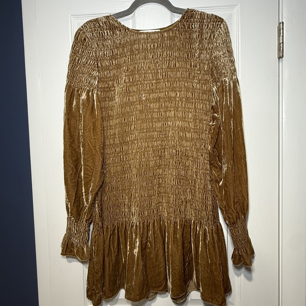 Loveshackfancy Scarlett Smocked Velvet Mini Dress Size S Boho Festival
